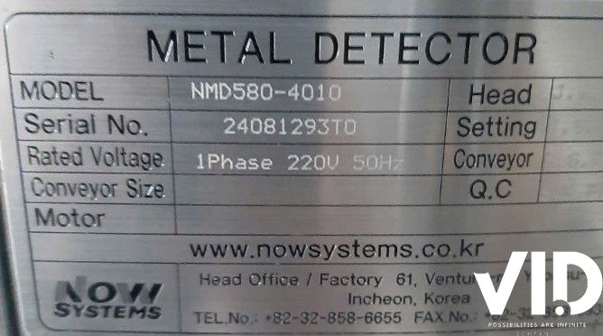 Thông số cơ bản Máy dò kim Nowsystems NMD580-4010